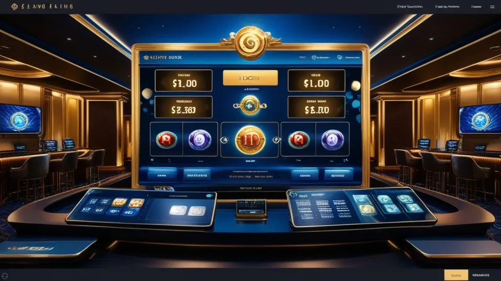 Casino lobby with account panels and slot access shown after login